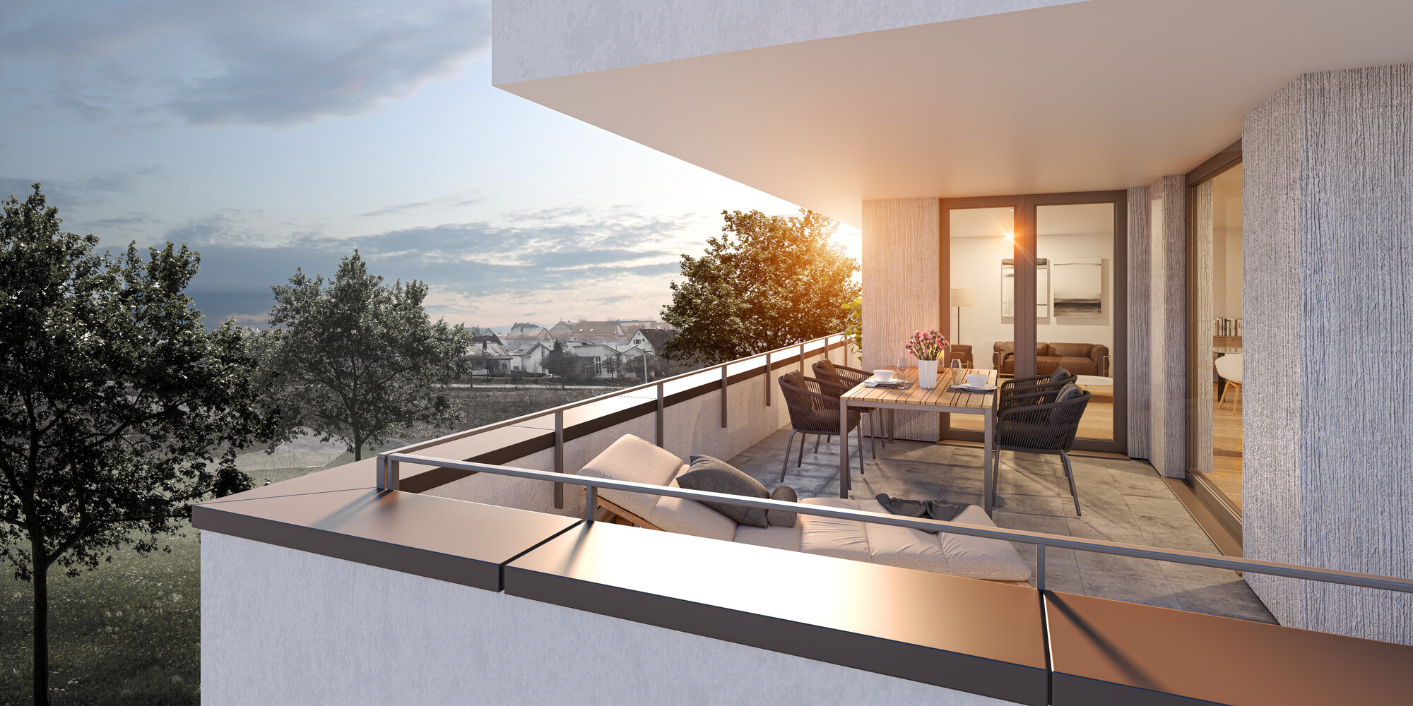 Möblierter Balkon mit Aussicht